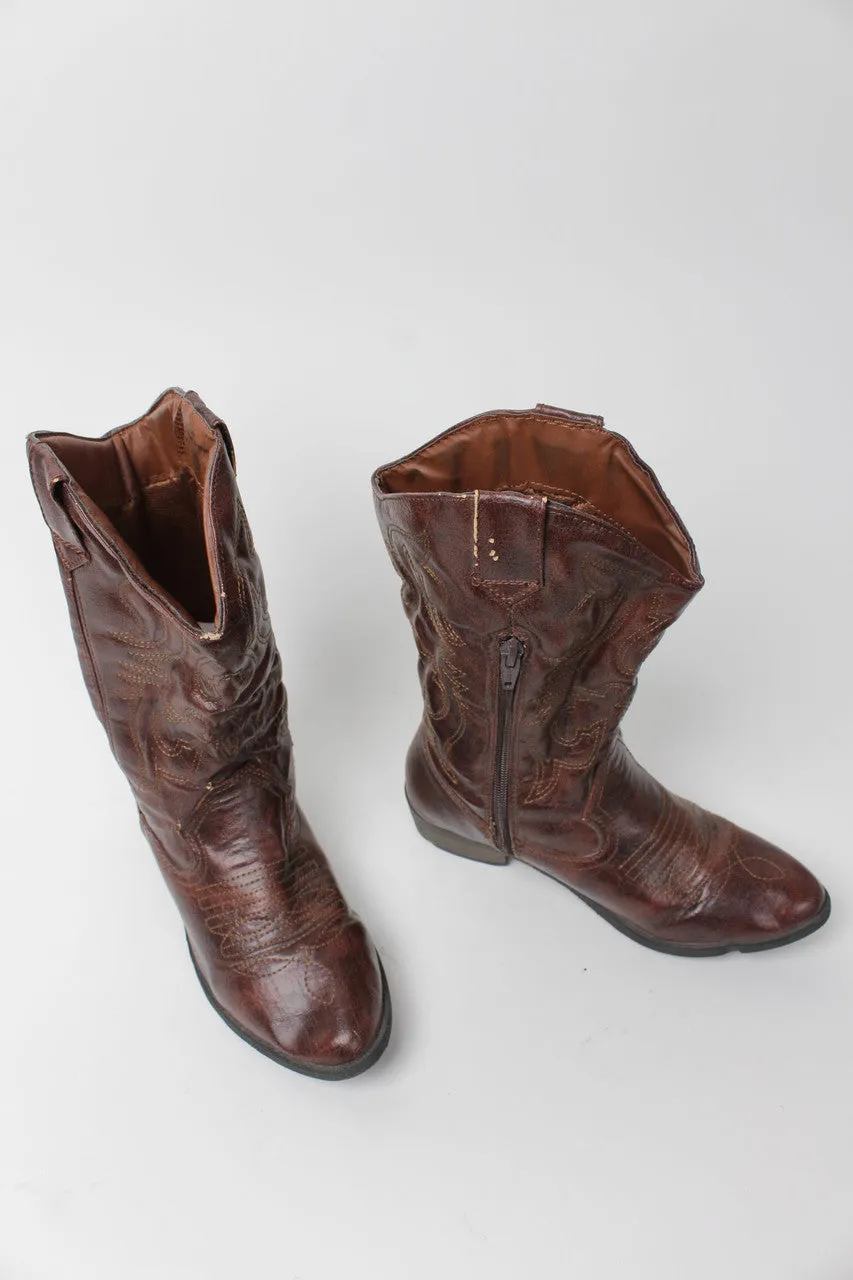 1265 Brown Cowboy Boots Size 6