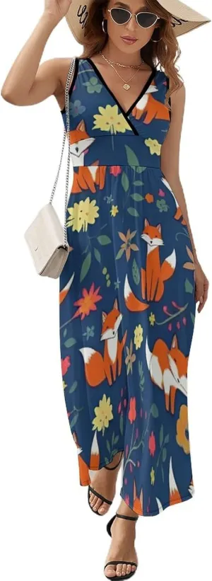 2025 Summer Tank Dress V-Neck Sleeveless Bodycon Beach Party Maxi Dress