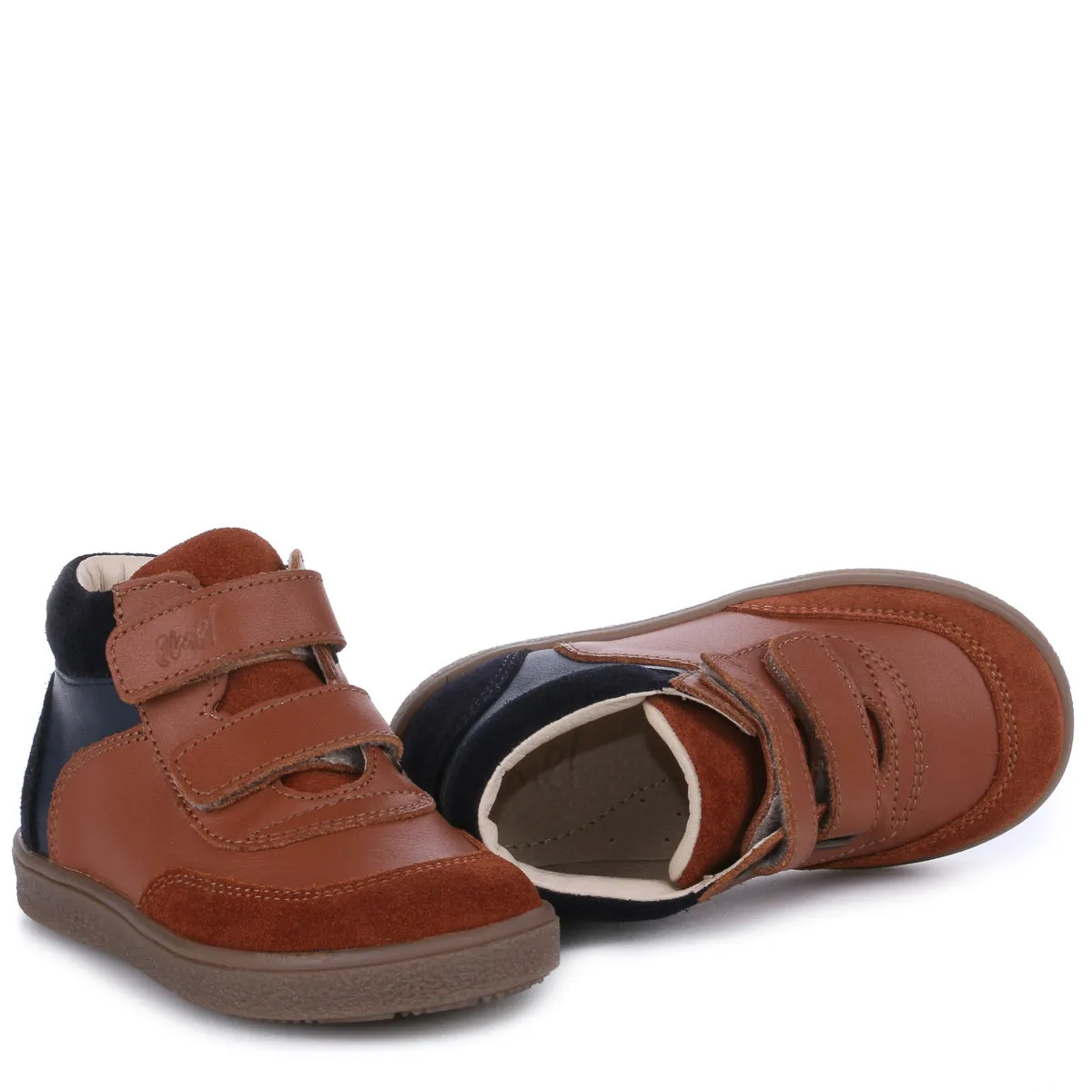 (2754-1) Emel first velcro shoes -Brown