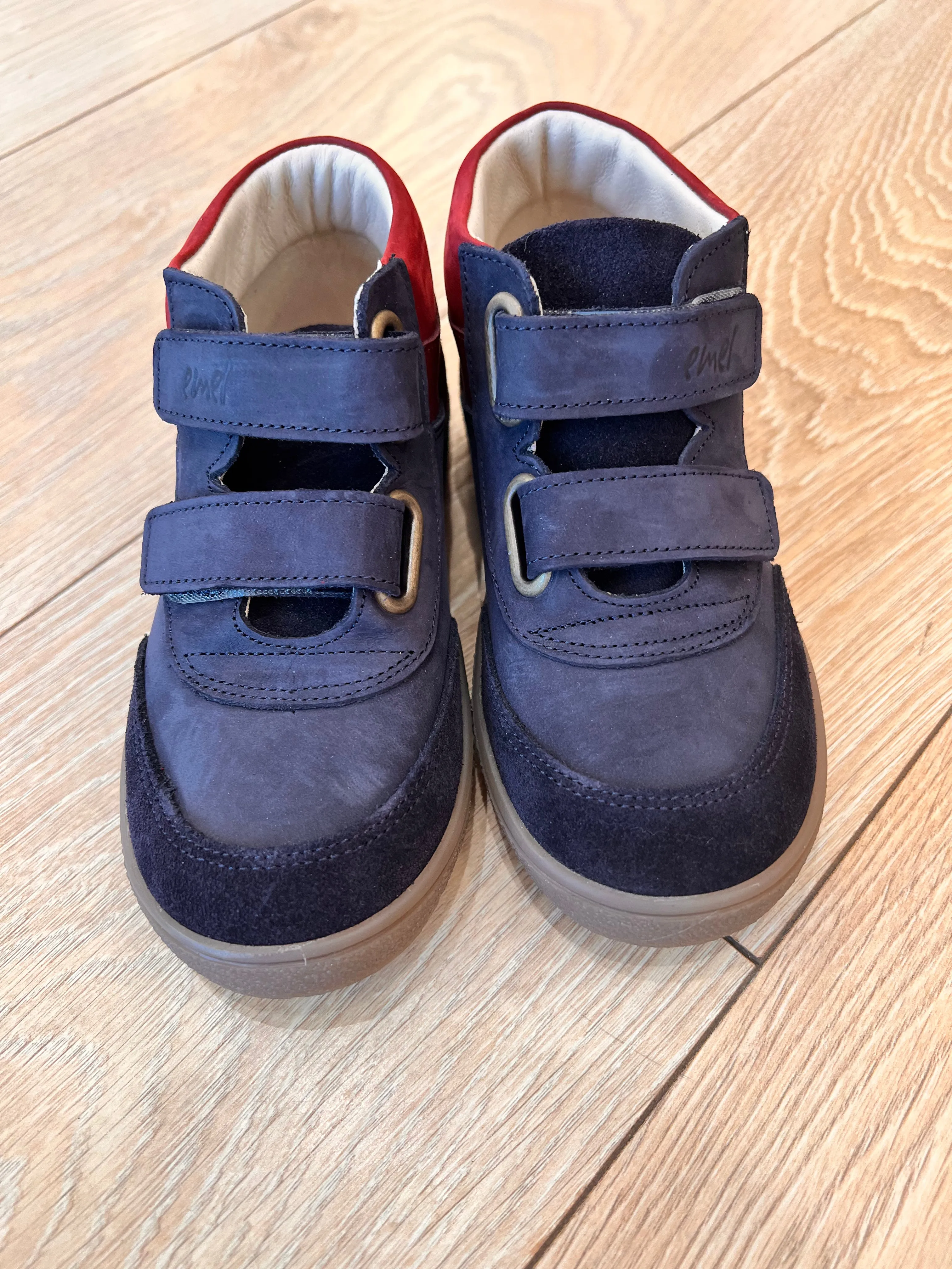 (2754A-1) Emel first velcro shoes - blue and red intense