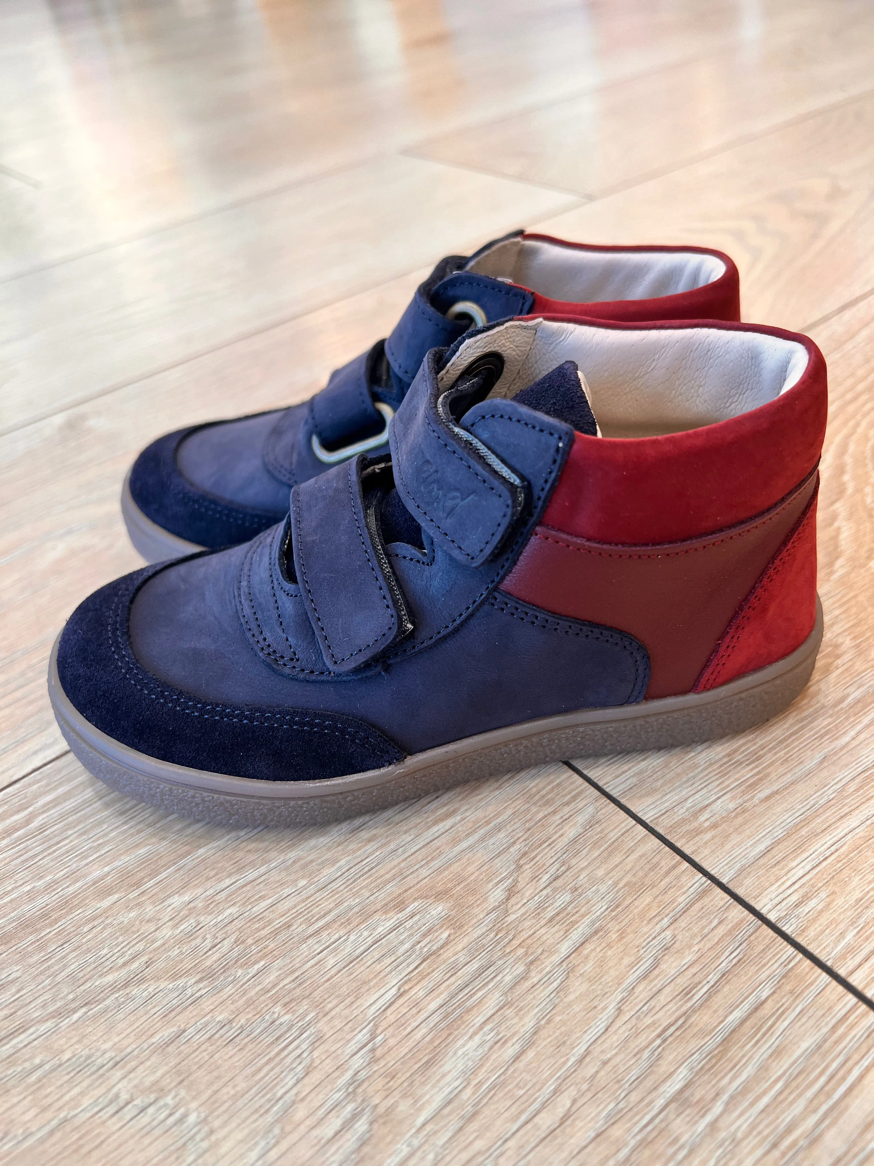 (2754A-1) Emel first velcro shoes - blue and red intense