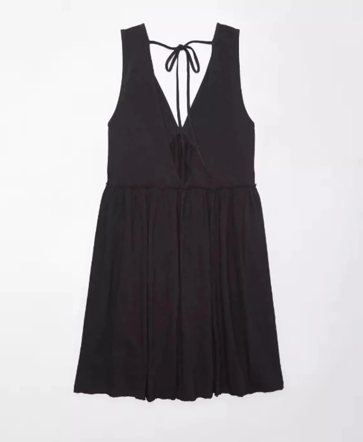 Aimiray Women's Casual Sleeveless Mini Dress Loose V Neck Backless Pleated Short Tank Sundress with Pockets