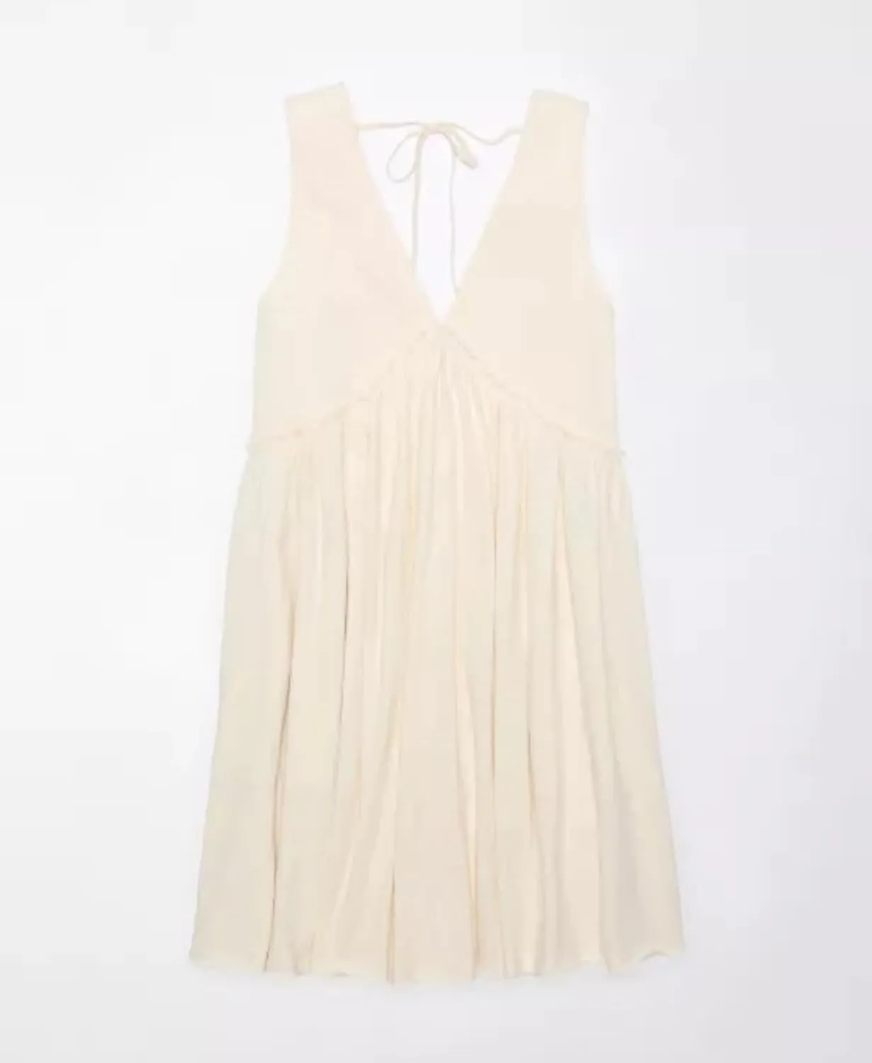 Aimiray Women's Casual Sleeveless Mini Dress Loose V Neck Backless Pleated Short Tank Sundress with Pockets