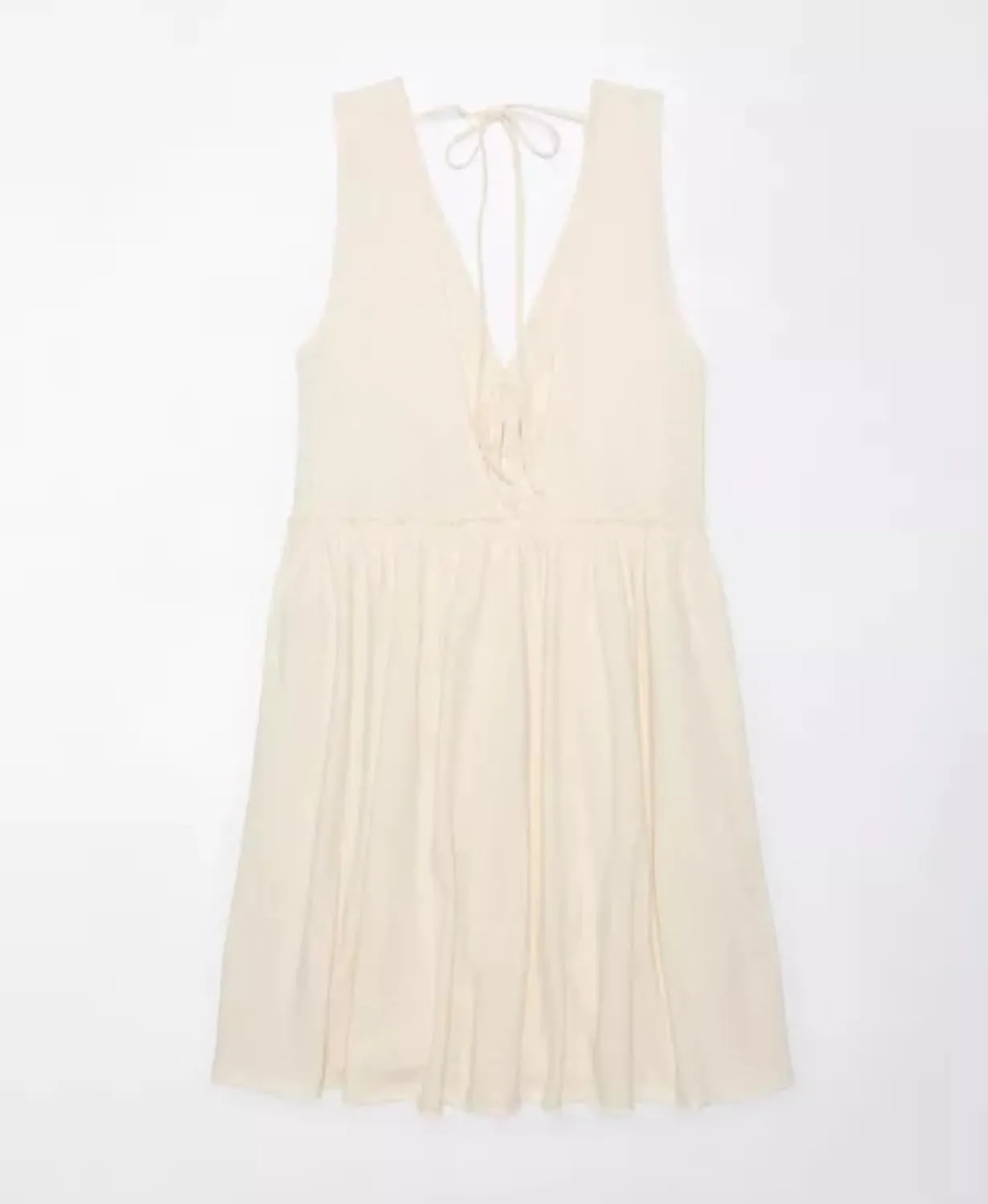 Aimiray Women's Casual Sleeveless Mini Dress Loose V Neck Backless Pleated Short Tank Sundress with Pockets