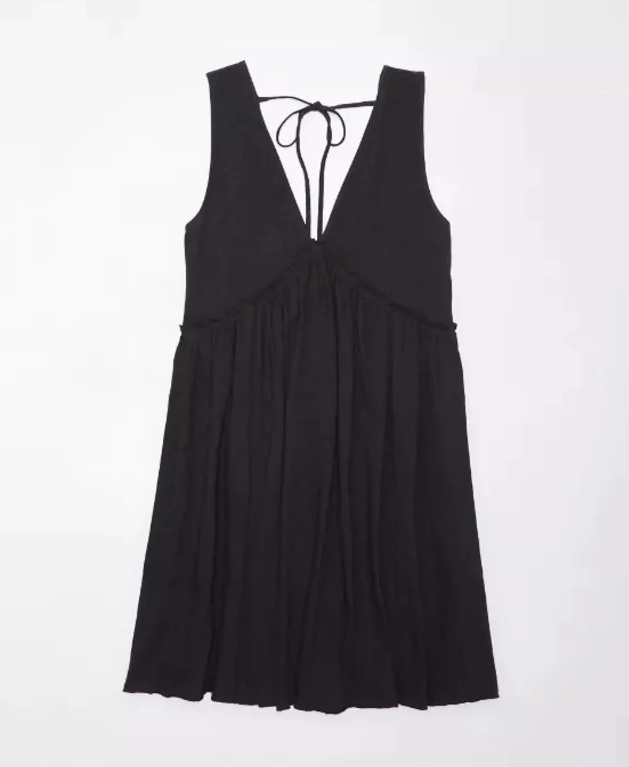 Aimiray Women's Casual Sleeveless Mini Dress Loose V Neck Backless Pleated Short Tank Sundress with Pockets