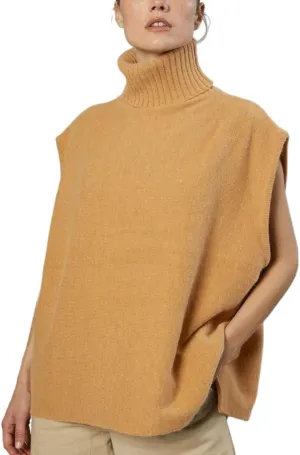 Alafime Women's Y2K Cottagecore Oversized Sweater Fairy Grunge Turtleneck Knitwear Harajuku Aesthetics Sleeveless Pullover