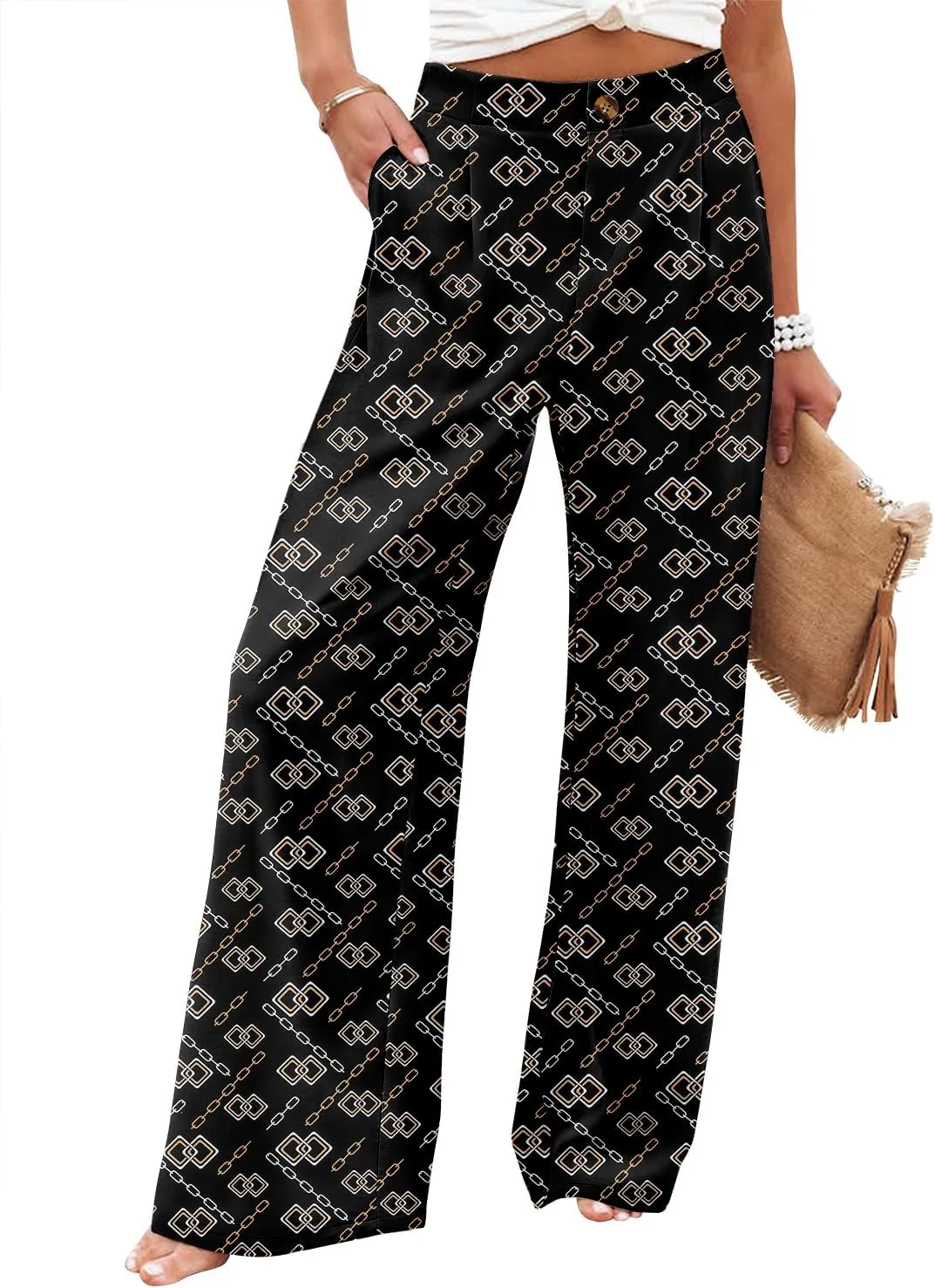 Angerella Casual Pants for Women High Elastic Waisted in The Back Business Trousers Long Casual Work Pants S-3XL