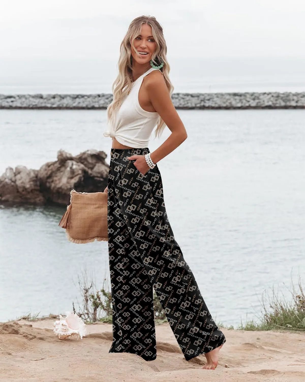 Angerella Casual Pants for Women High Elastic Waisted in The Back Business Trousers Long Casual Work Pants S-3XL