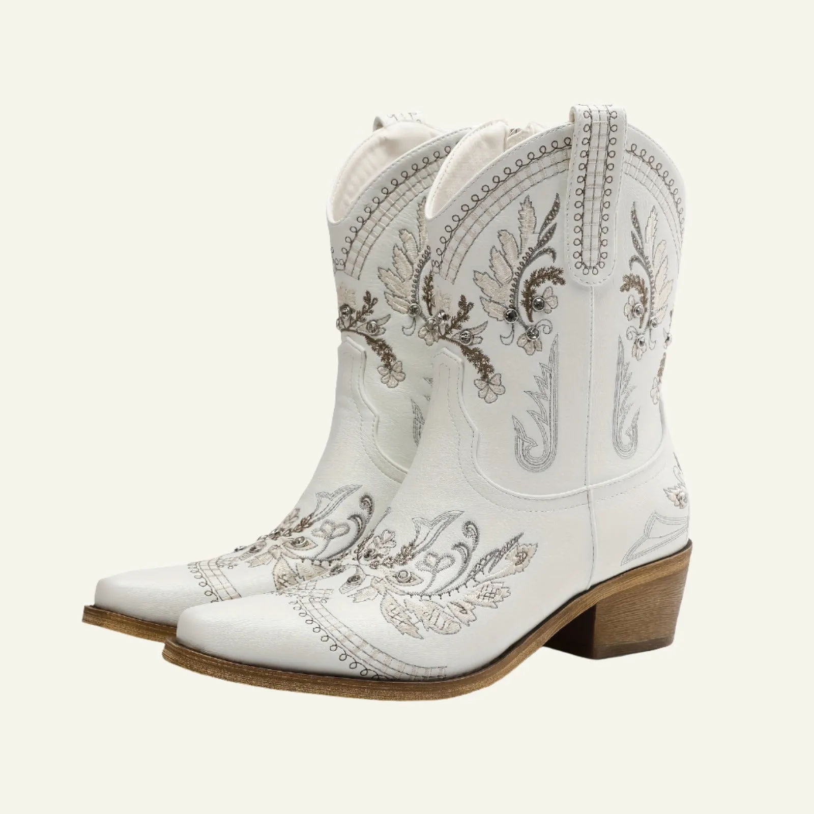 Ankle-Cut Cowboy Boots with Embroideries