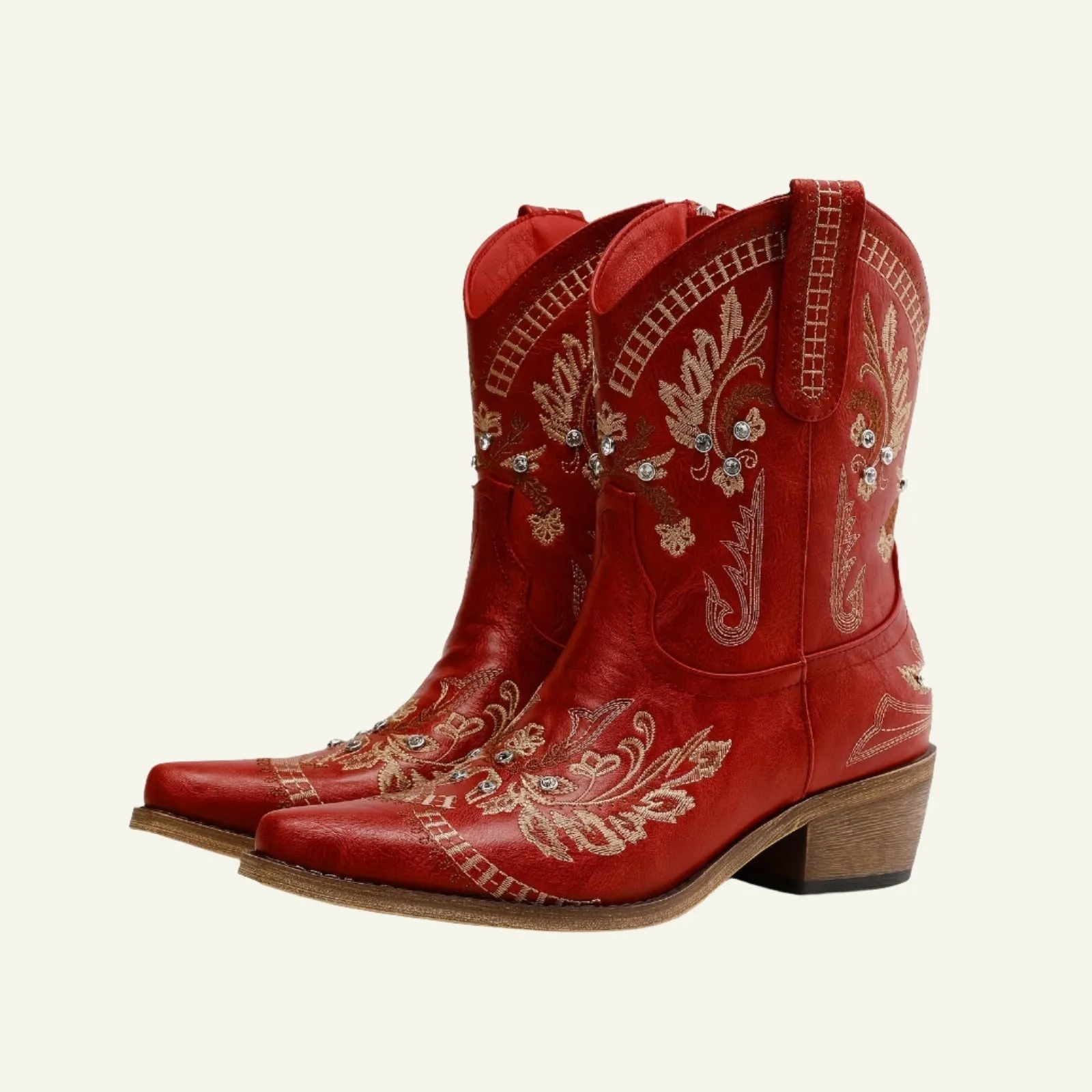 Ankle-Cut Cowboy Boots with Embroideries