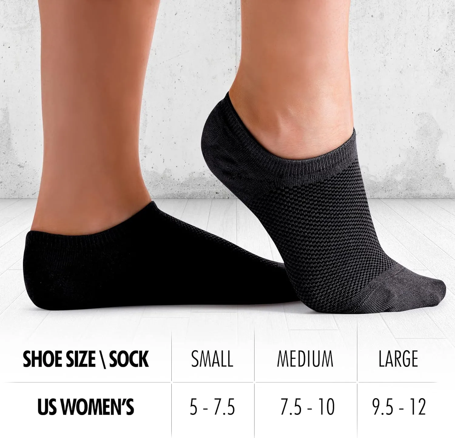 Bam&b Women's Premium Bamboo Viscose No Show Casual Socks - 4 pair pack - Non-Slip