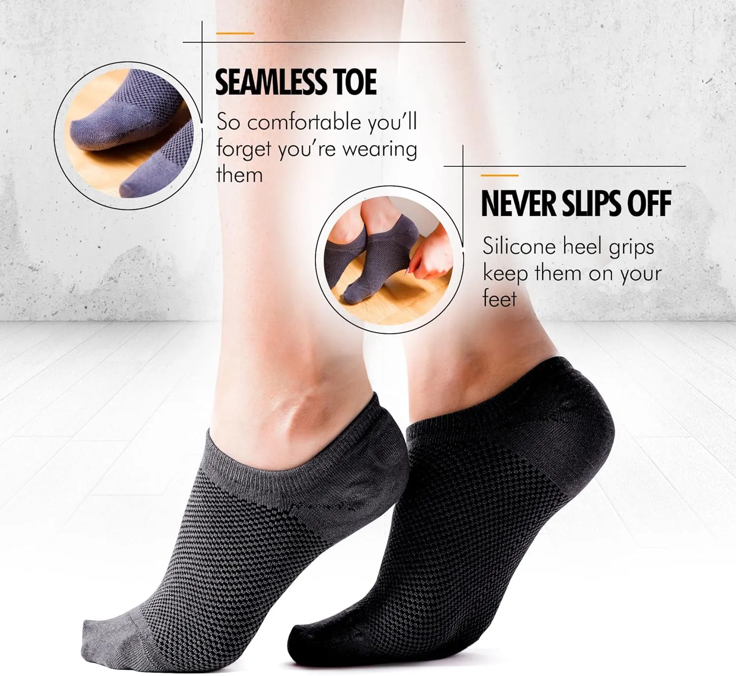 Bam&b Women's Premium Bamboo Viscose No Show Casual Socks - 4 pair pack - Non-Slip