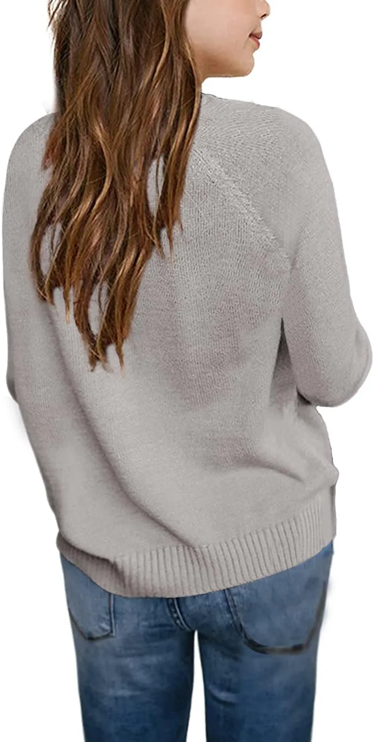 Batermoon Girls' Pullover Sweaters Long Sleeve Cute Heart Pattern Crewneck Knit Jumper Tops