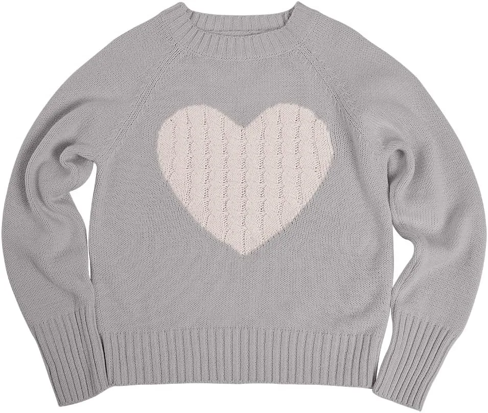 Batermoon Girls' Pullover Sweaters Long Sleeve Cute Heart Pattern Crewneck Knit Jumper Tops