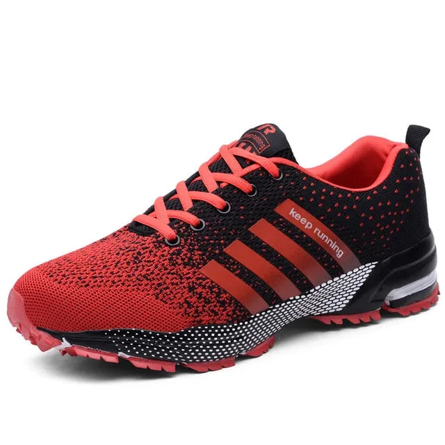 Big Size 35-47 Mens Running Shoes Breathable Flyknit Sneakers Women Lightweight Sports Shoes Woman Black Green Road Trainers