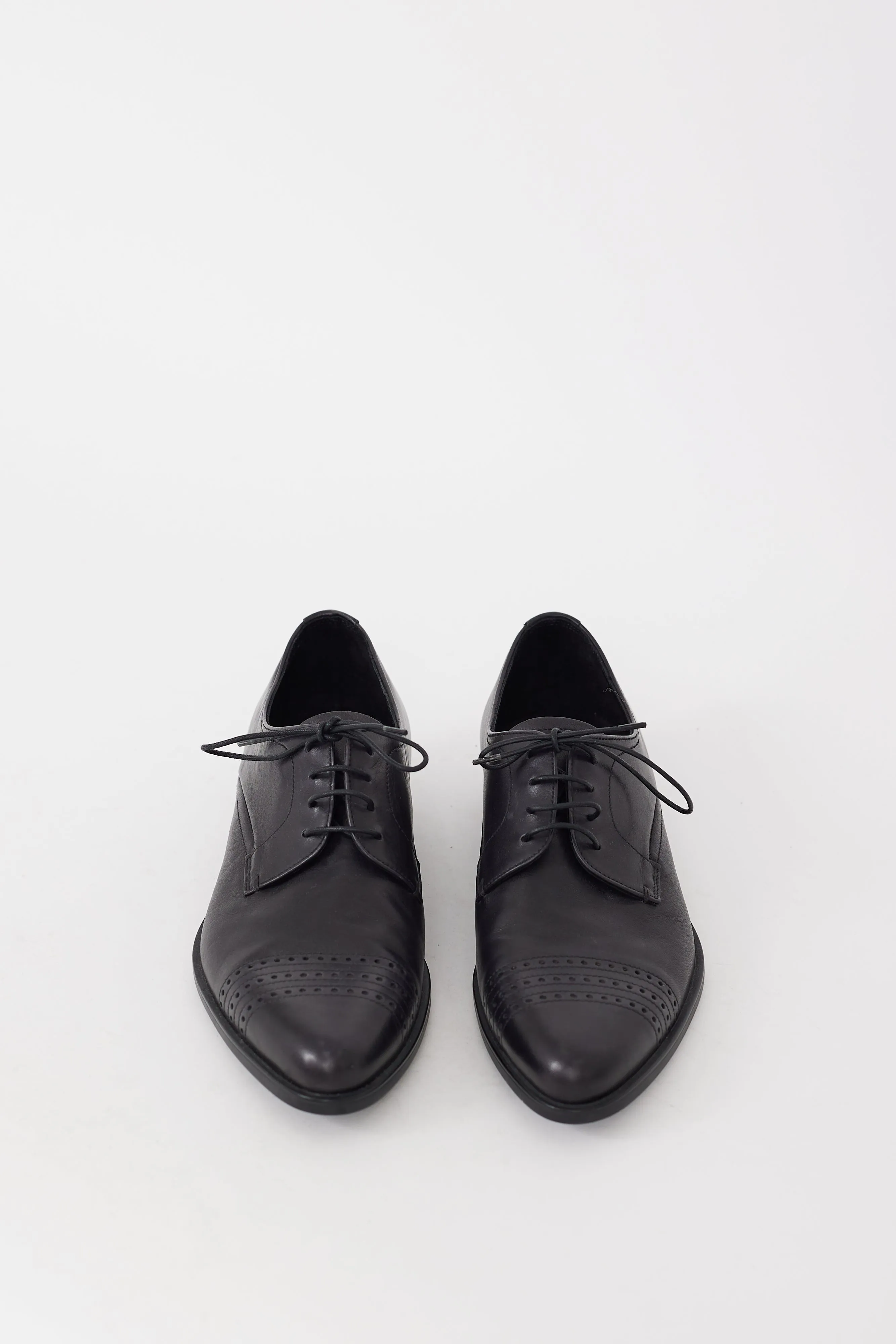 Black Leather Pointed Toe Dress Shoe