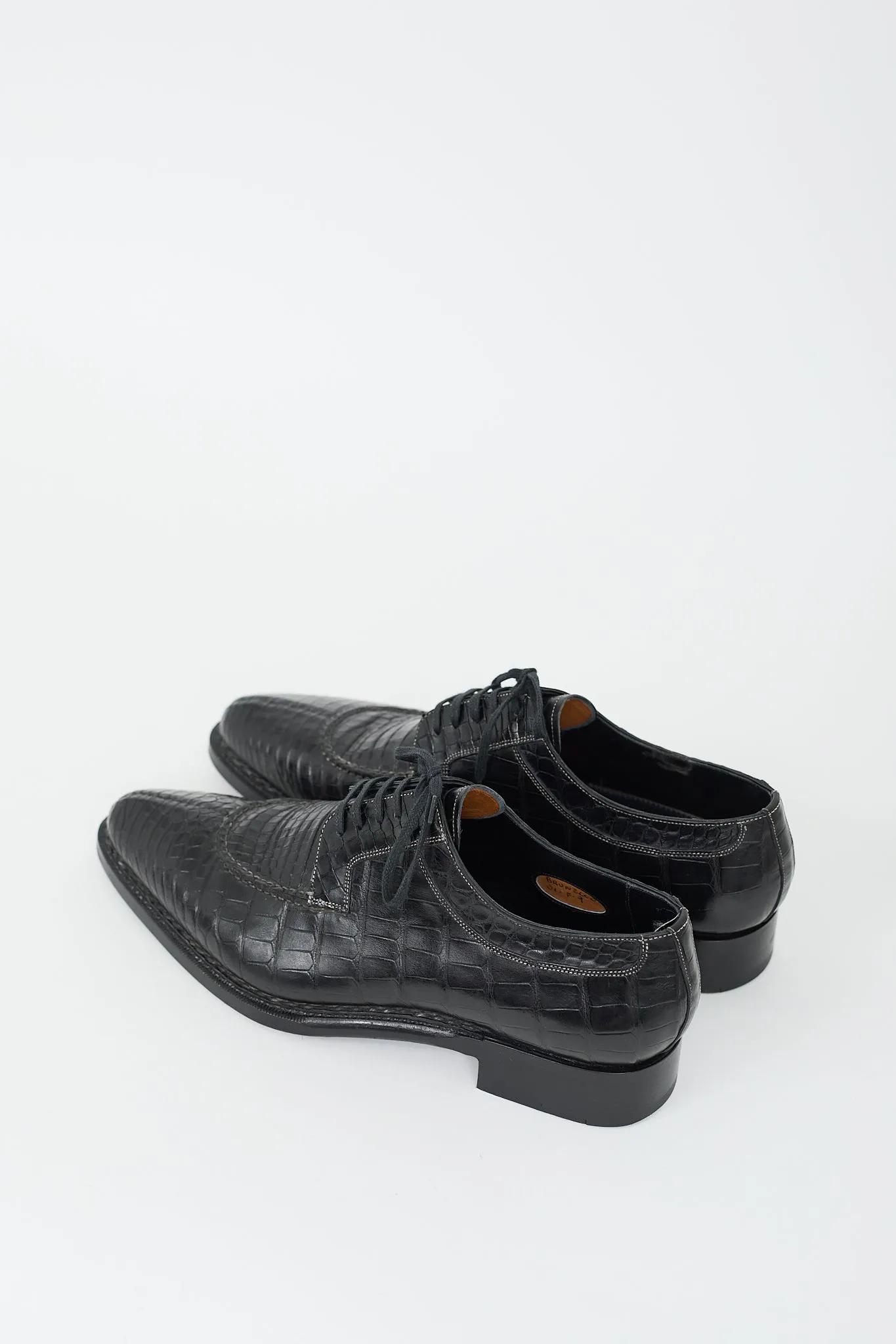 Black Textured Leather Oxford