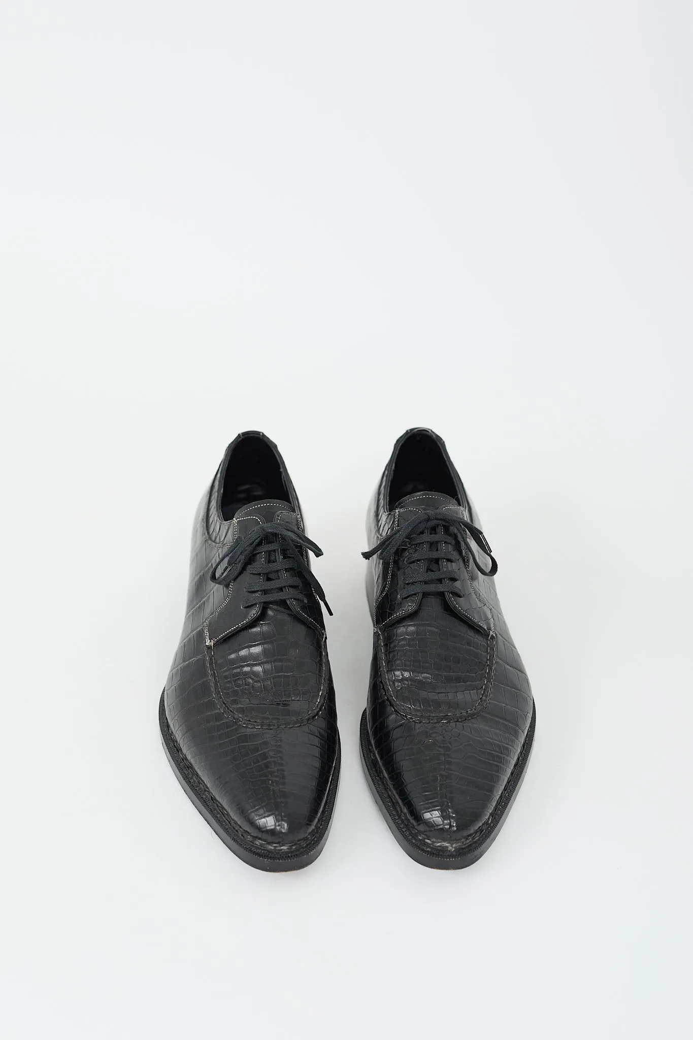 Black Textured Leather Oxford