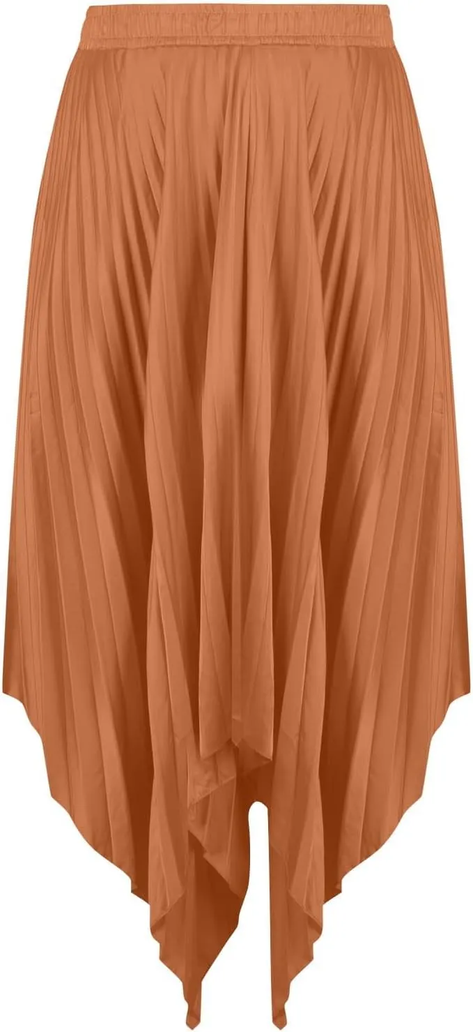 Boho Skirts for Women Casual Soft High Waisted Asymmetrical Maxi Skirt Womens Summer Long Pleated Skirt Midi Length