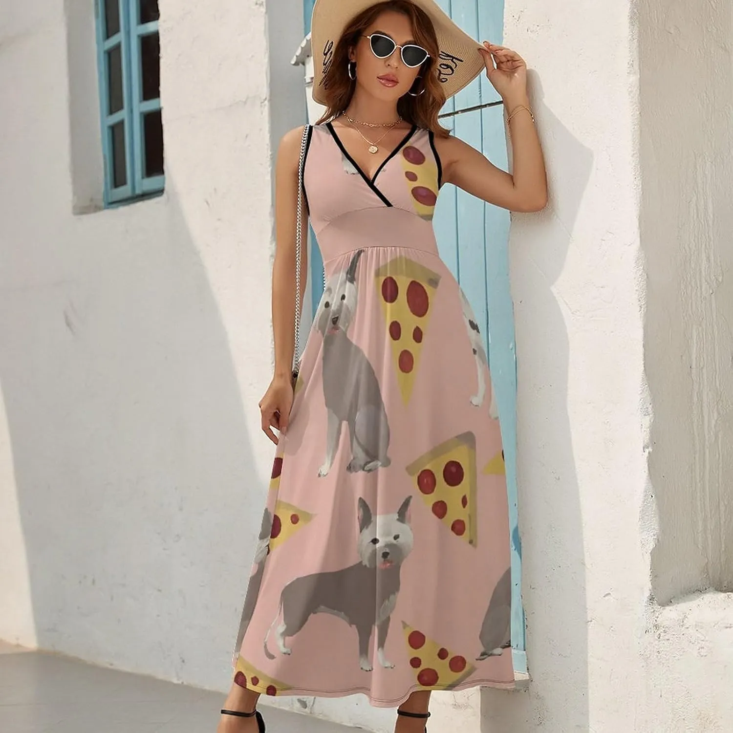 Casual Summer Tank Dress Sleeveless Fitted Beach Swing Dress