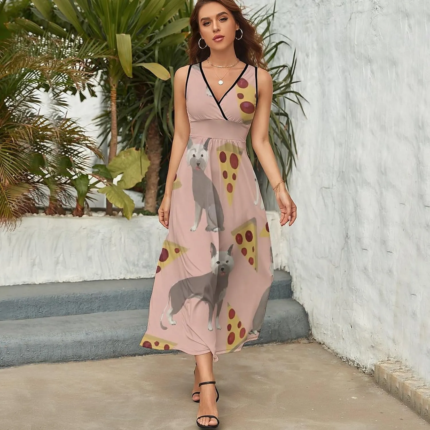 Casual Summer Tank Dress Sleeveless Fitted Beach Swing Dress