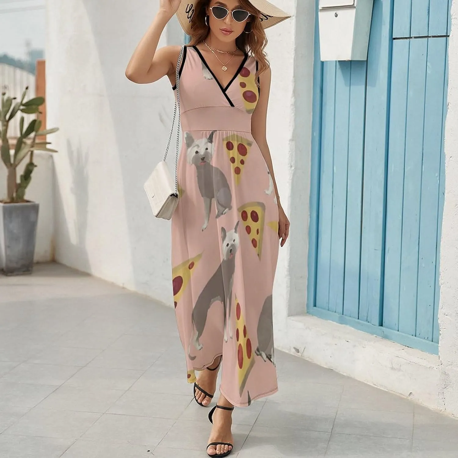 Casual Summer Tank Dress Sleeveless Fitted Beach Swing Dress
