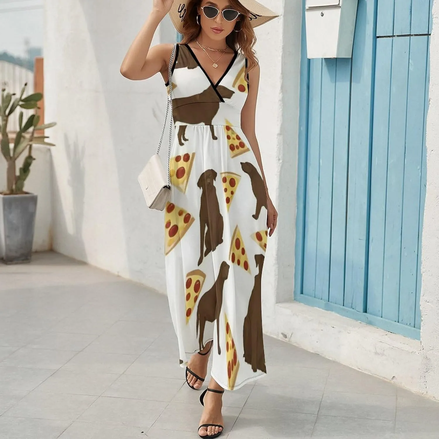 Casual Tank Dress V-Neck Sleeveless Adjustable Beach Dress
