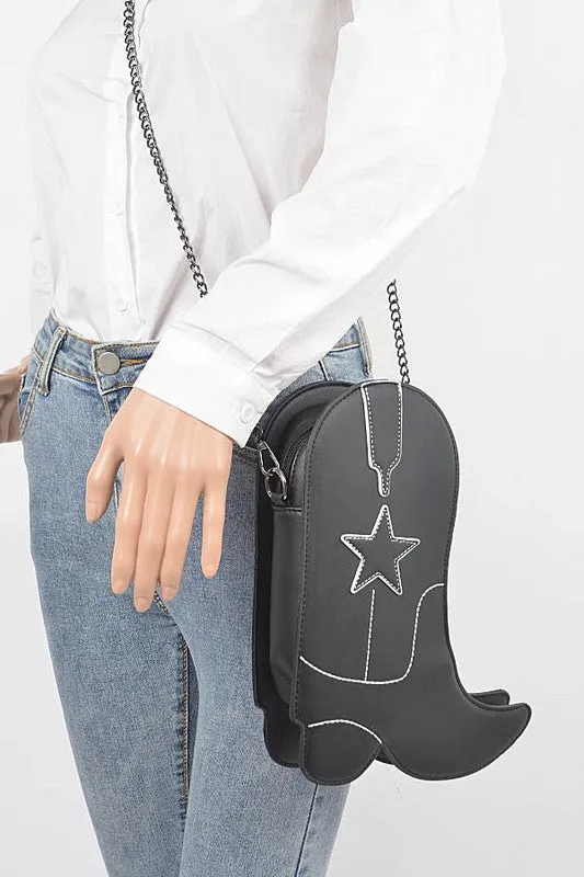 Cowboy Boots Shape Western Style Fashion Statement Iconic Swing Crossbody Bag