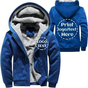 Custom Winter Warm Fleece Jacket Thick Sherpa Lined Zip Up Hoodies Heavyweight Sweatshirt Coat Team Workwear
