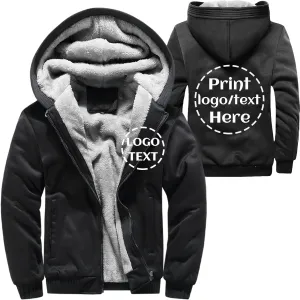 Custom Winter Warm Fleece Jacket Thick Sherpa Lined Zip Up Hoodies Heavyweight Sweatshirt Coat Team Workwear