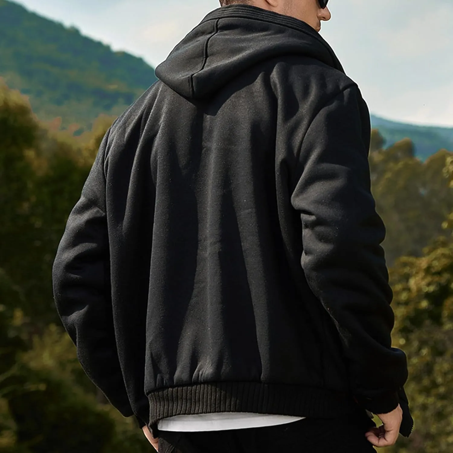 Custom Winter Warm Fleece Jacket Thick Sherpa Lined Zip Up Hoodies Heavyweight Sweatshirt Coat Team Workwear