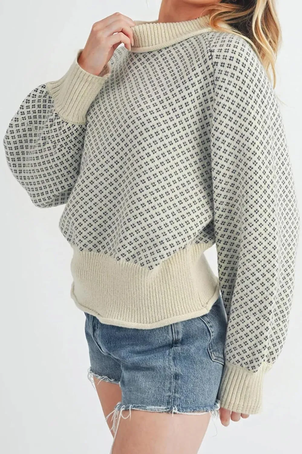 D-Sun Women Crewneck Plaid Sweater Long Sleeves Color Block Pullover Sweater Casual Winter Chunky Knit Ribbed Jumper Top