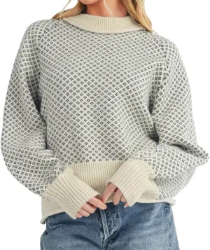 D-Sun Women Crewneck Plaid Sweater Long Sleeves Color Block Pullover Sweater Casual Winter Chunky Knit Ribbed Jumper Top