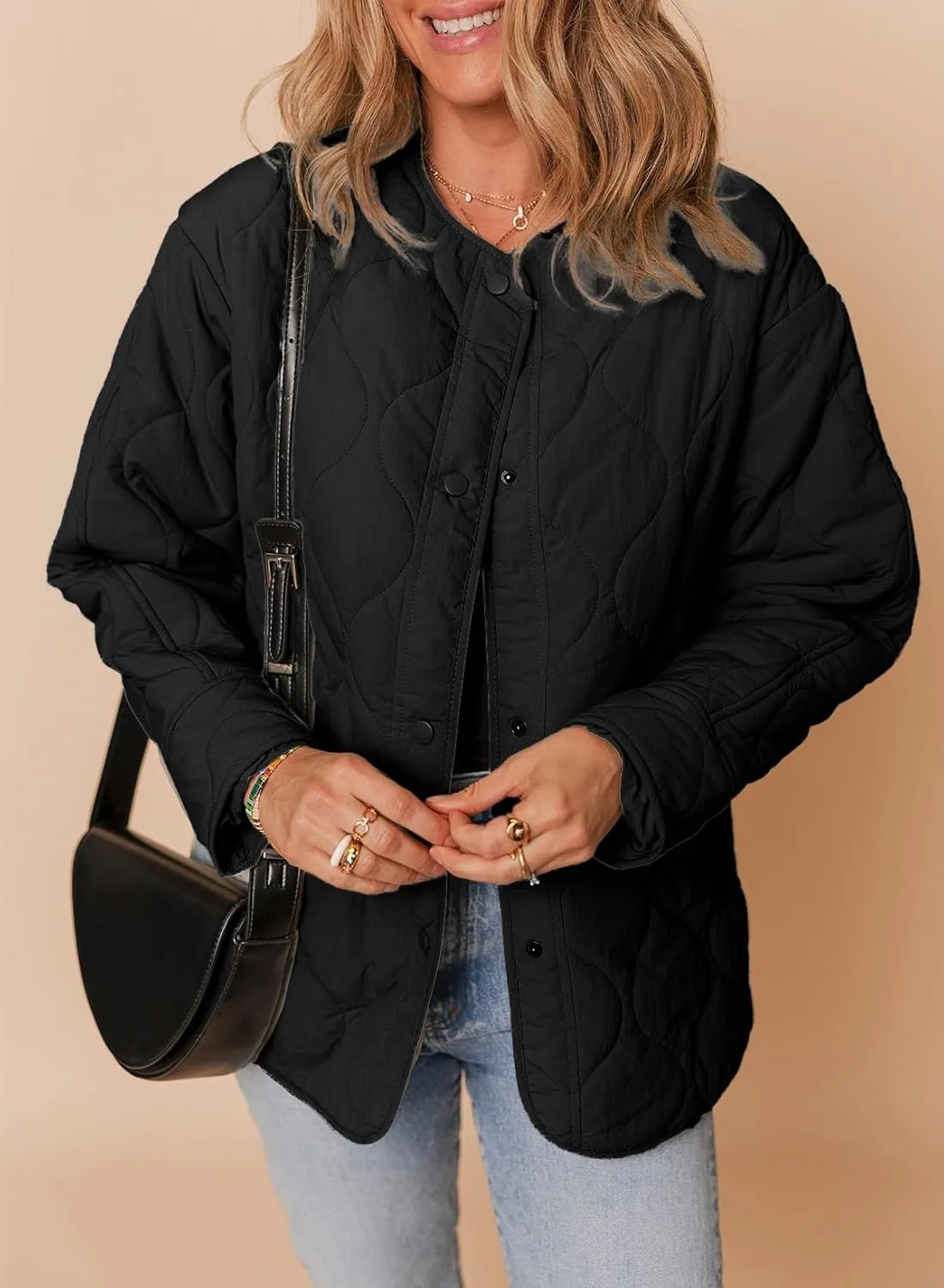 Dokotoo Womens Quilted Lightweight Jackets Button Down Puffer Jacket Coats Padded Outwear with Pockets