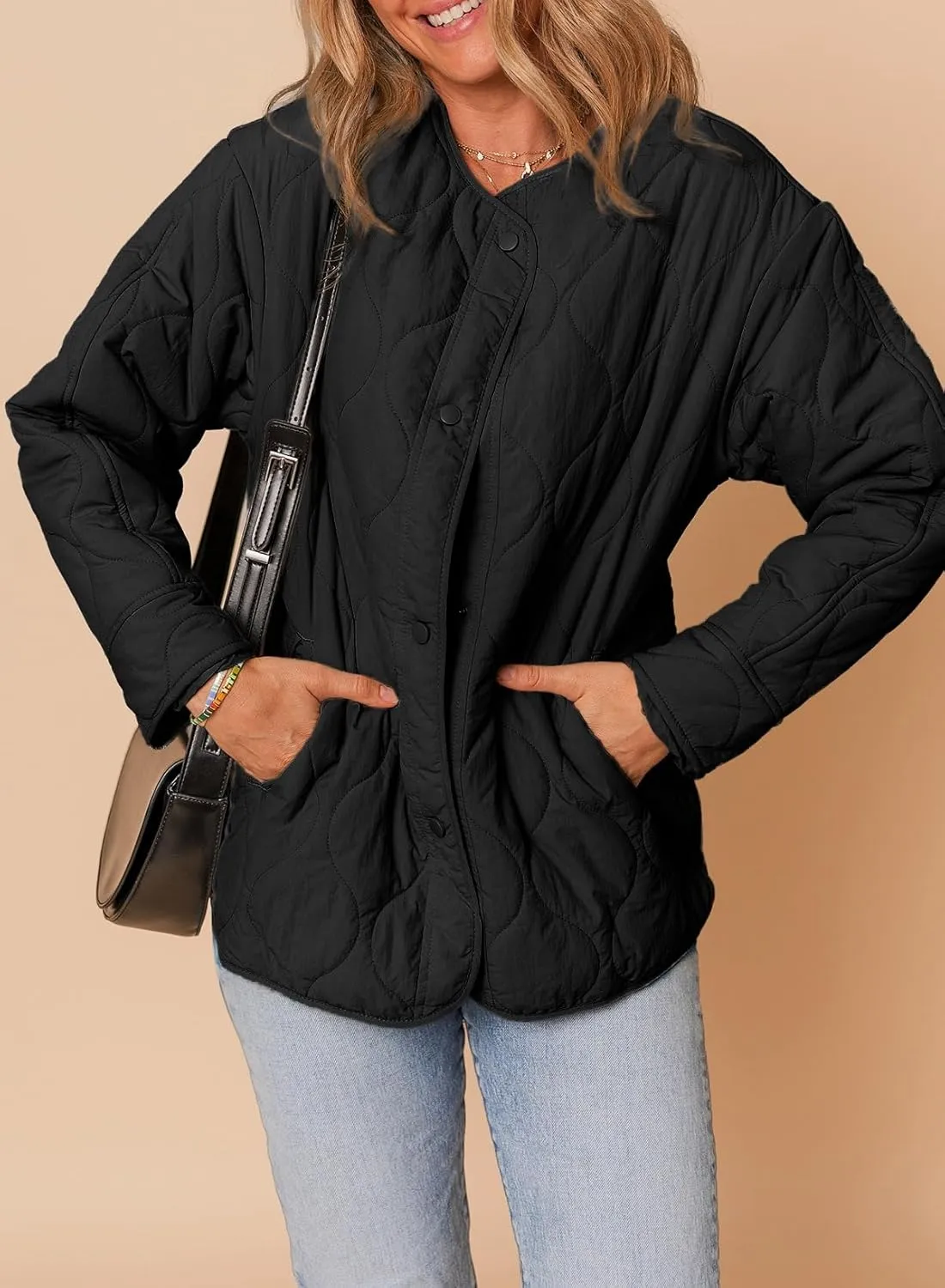 Dokotoo Womens Quilted Lightweight Jackets Button Down Puffer Jacket Coats Padded Outwear with Pockets