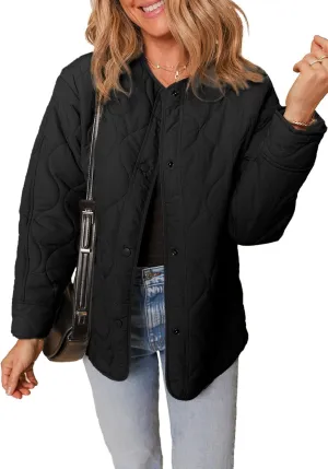 Dokotoo Womens Quilted Lightweight Jackets Button Down Puffer Jacket Coats Padded Outwear with Pockets