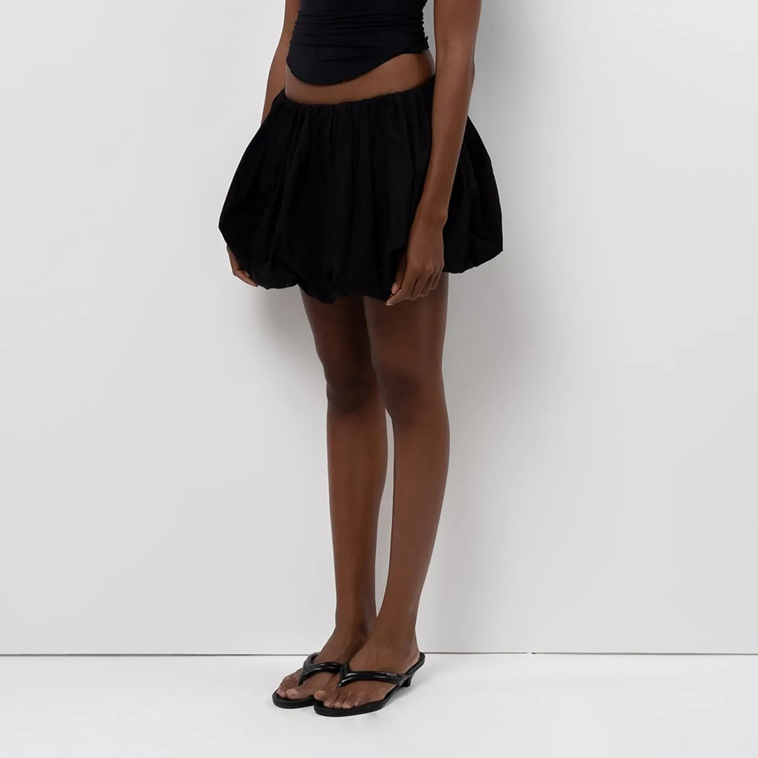 Engofs Women Y2k Bubble Ruffle Skirt Mini Hem Pleated Puffy Short Skirts Streetwear