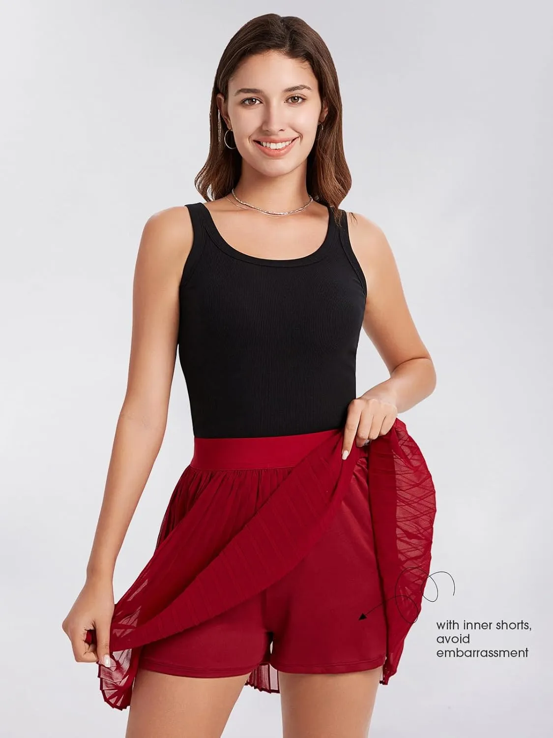 EXLURA Women's Summer Pleated High Elastic Waisted A-Line Mini Skirt Flowy Short Skirts with Shorts