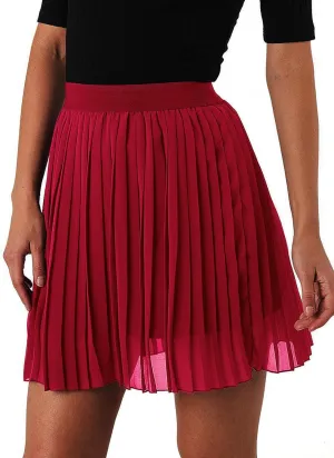 EXLURA Women's Summer Pleated High Elastic Waisted A-Line Mini Skirt Flowy Short Skirts with Shorts