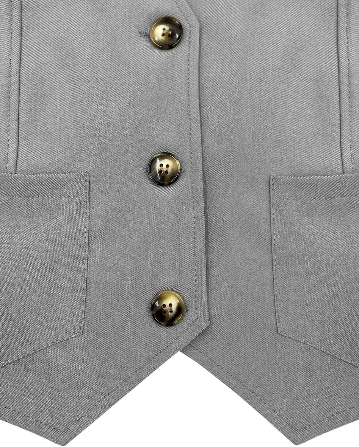 Fallorchid Women's Business Button Up Sleeveless Vest Crop Tops V Neck Jacket Waistcoat