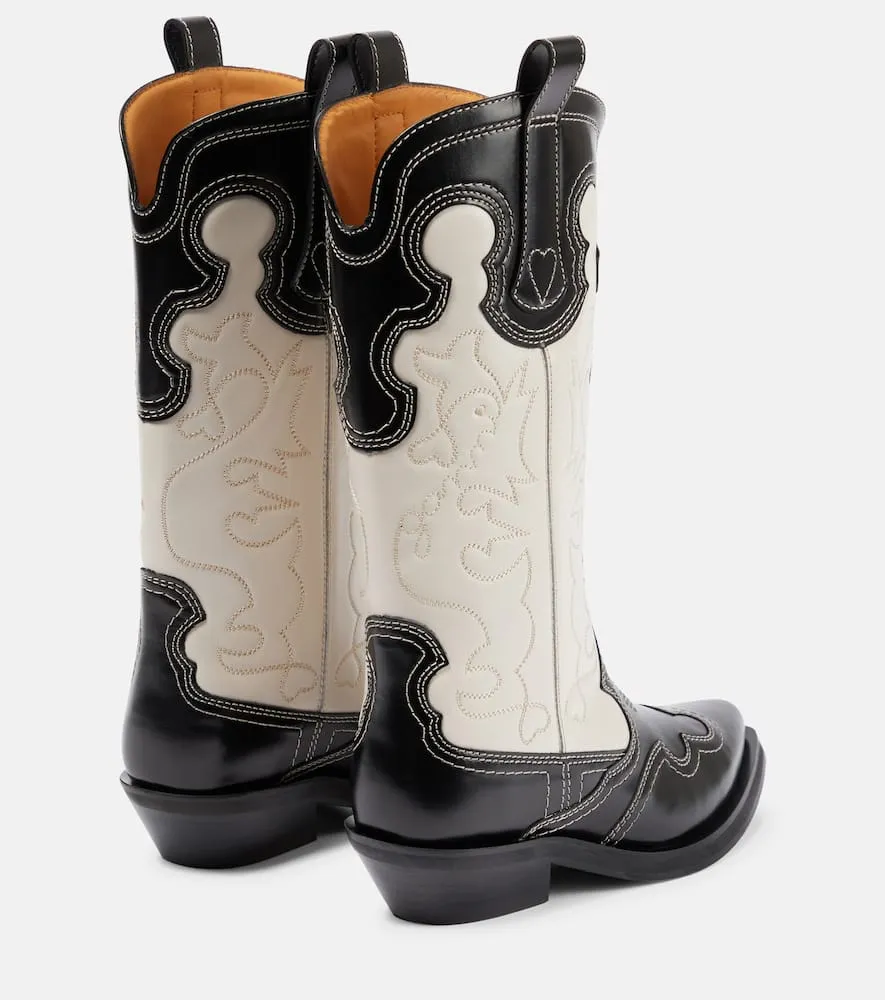 Ganni Leather cowboy boots