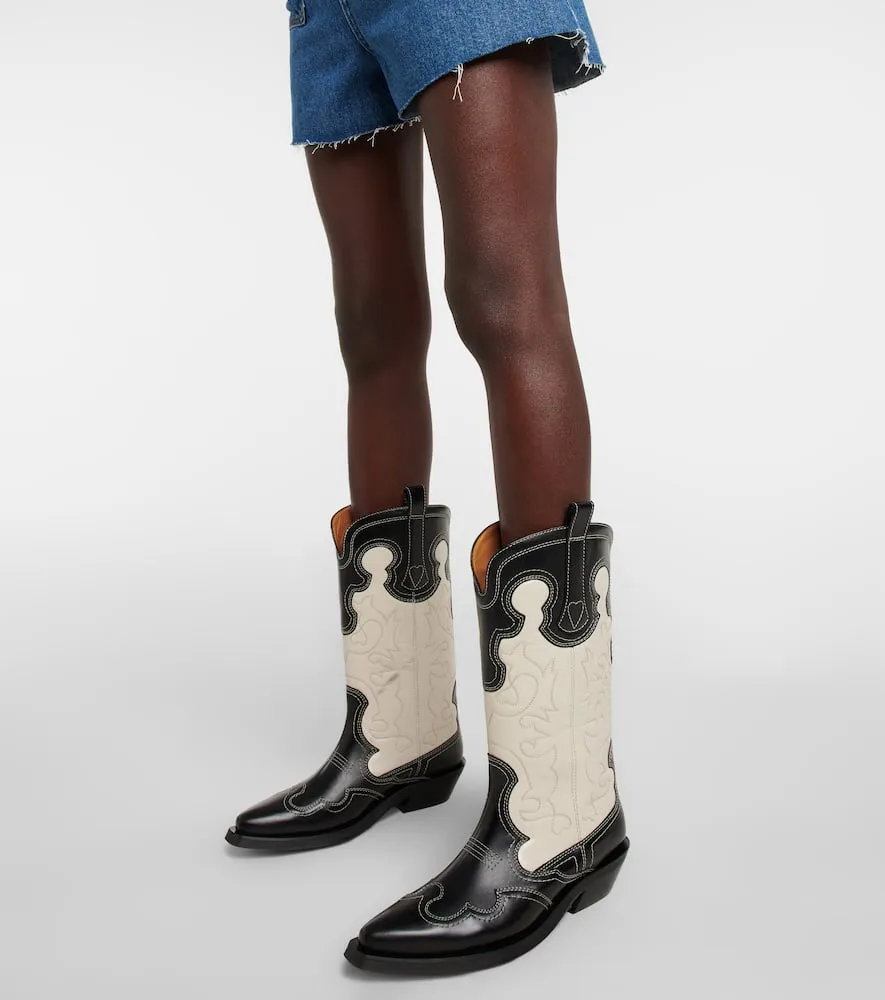 Ganni Leather cowboy boots