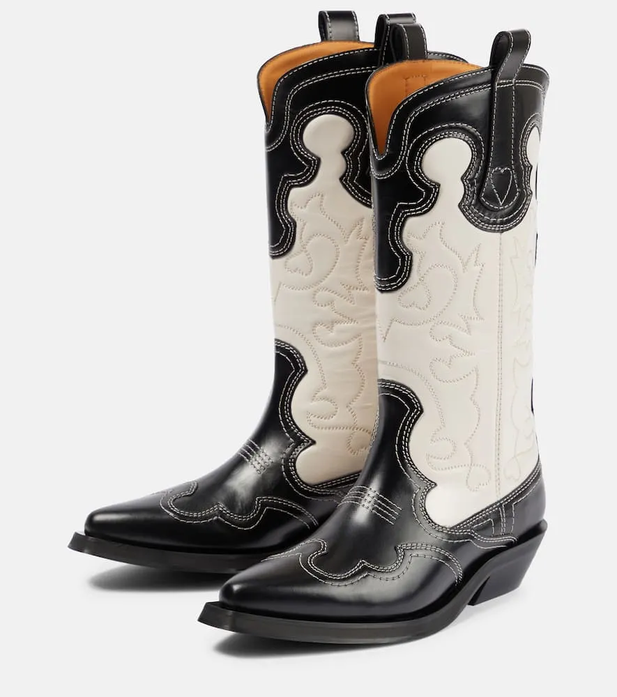 Ganni Leather cowboy boots