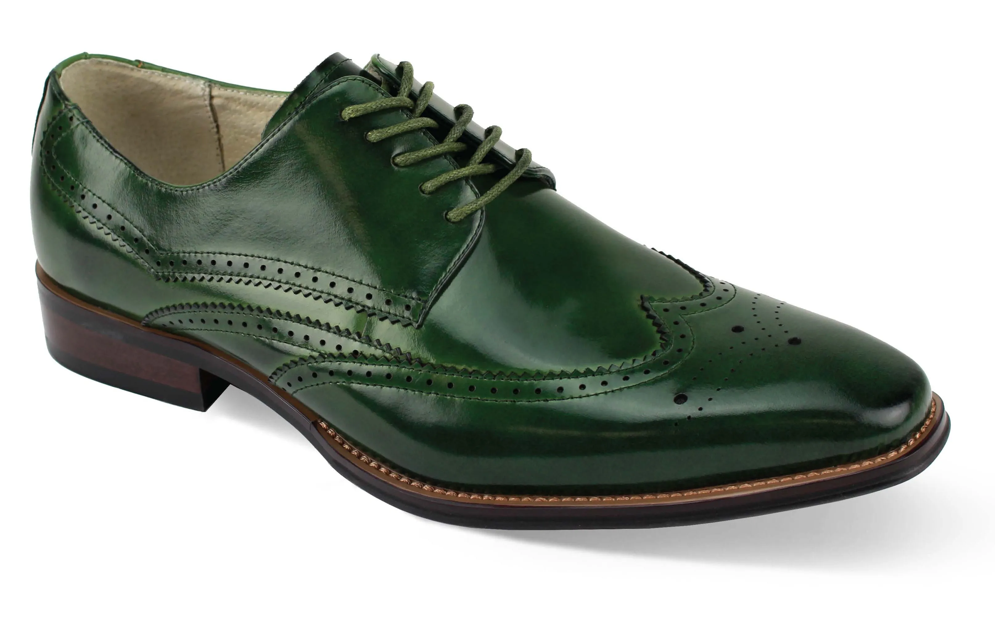 Giovanni Leather Dress Shoes-LINCOLN-OLV