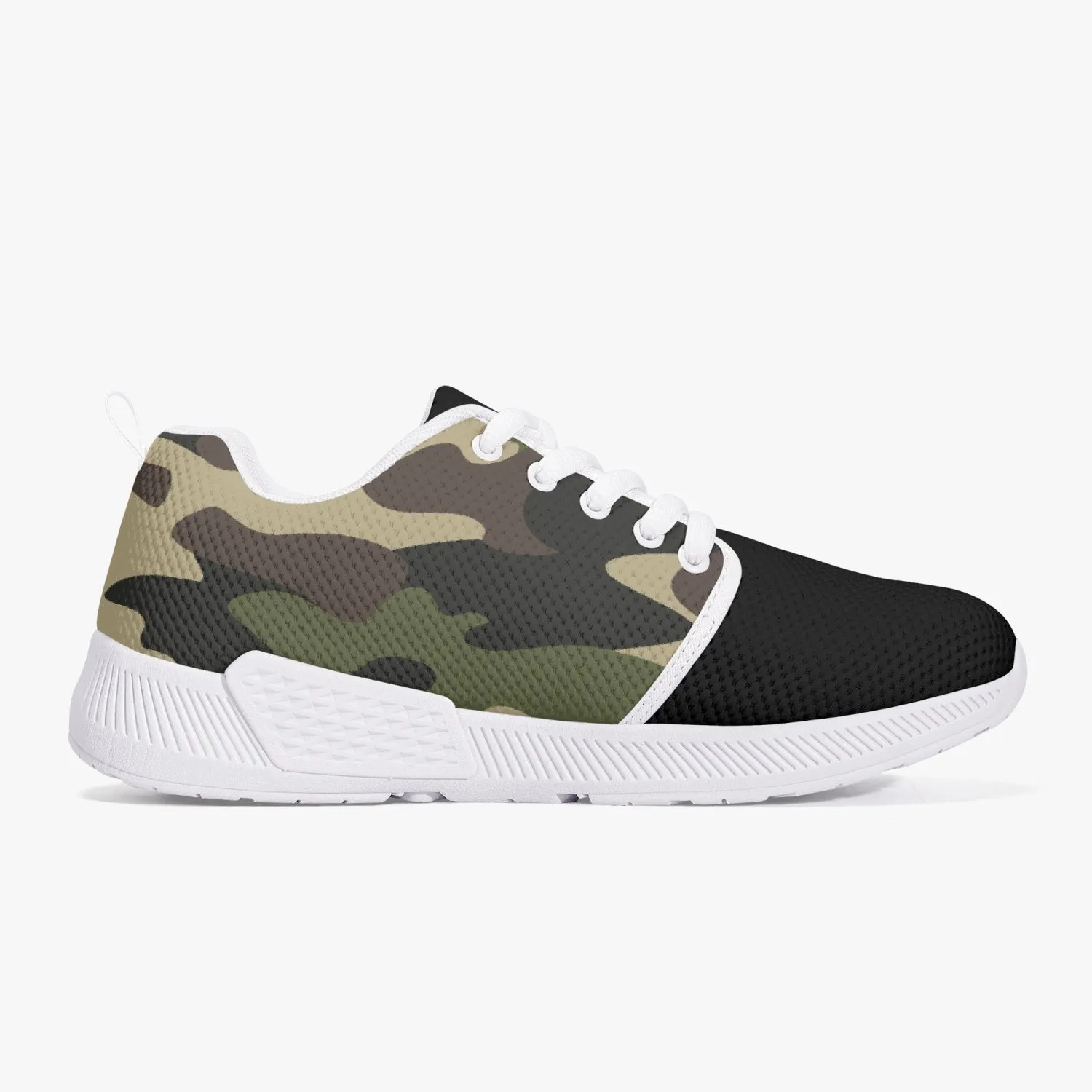 Green Camo Mesh Running Shoes - White/Black Sole