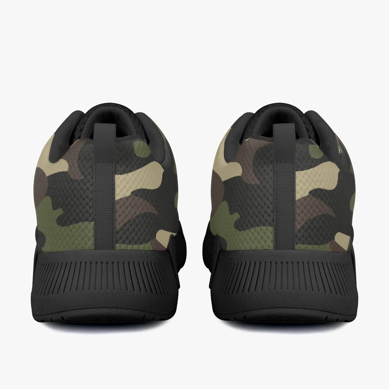 Green Camo Mesh Running Shoes - White/Black Sole