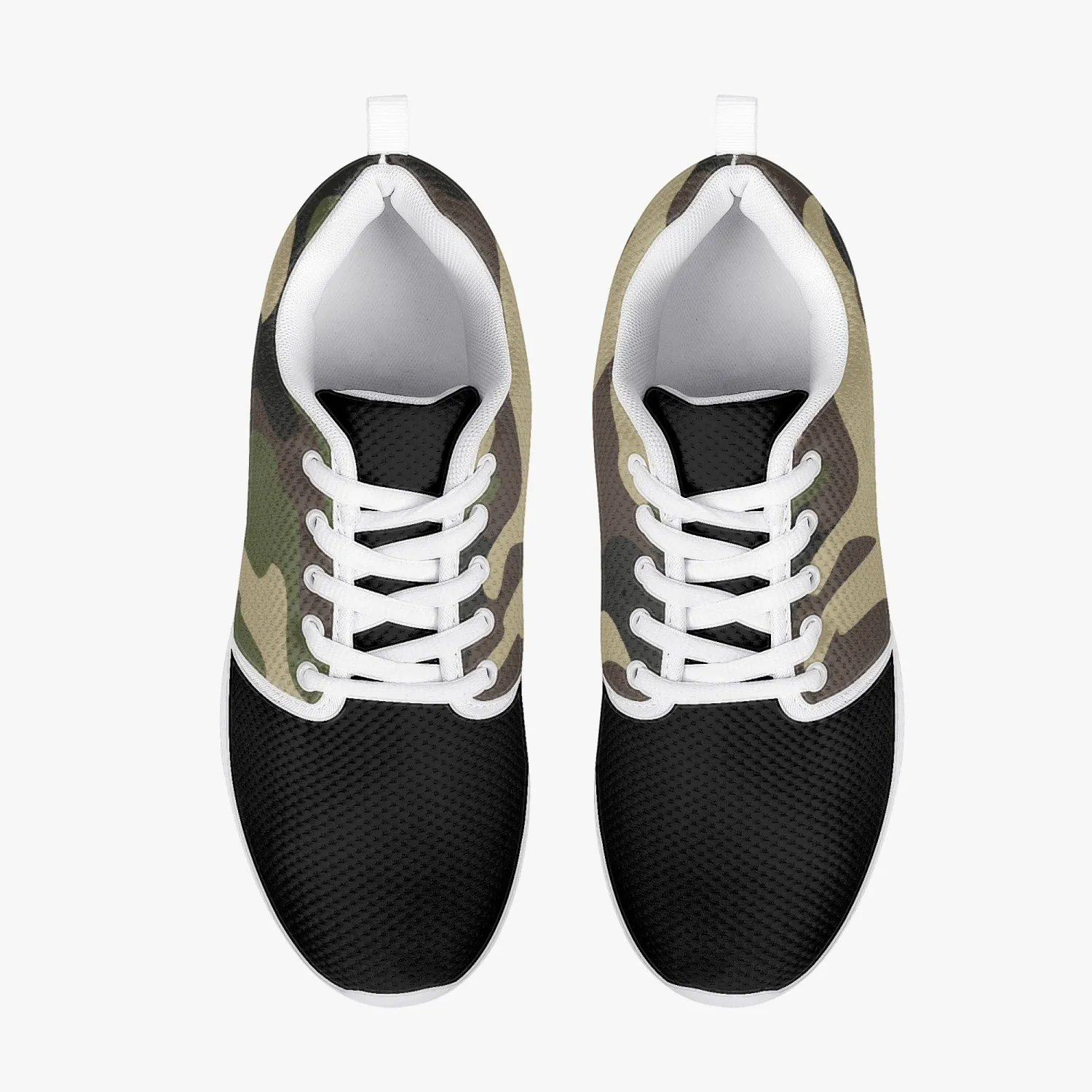 Green Camo Mesh Running Shoes - White/Black Sole
