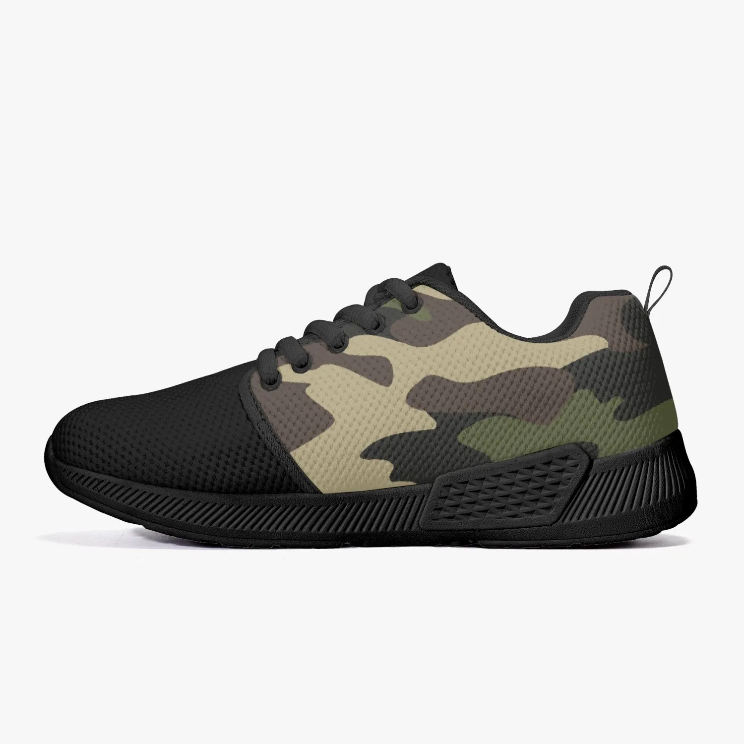 Green Camo Mesh Running Shoes - White/Black Sole