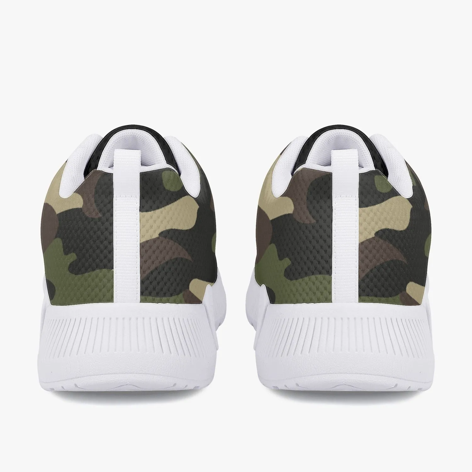 Green Camo Mesh Running Shoes - White/Black Sole