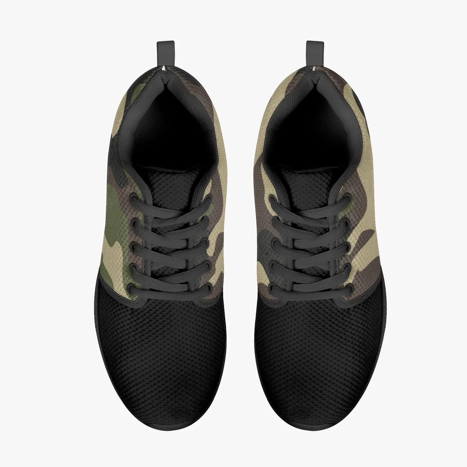 Green Camo Mesh Running Shoes - White/Black Sole